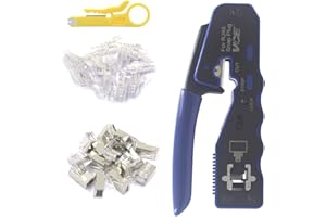 VCE GJ670BL profesjonalne narzędzie sieciowe RJ45 szczypce zaciskowe szczypce do kabli sieciowych z wtyczką Cat6 RJ45 i przecinakiem do drutu