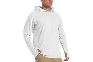 TACVASEN Hommes Sweats à Capuche UPF 50+ Protection Solaire T-Shirt à Manches Longues Sweats à Capuche à Séchage Rapide D'extérieur Chemise
