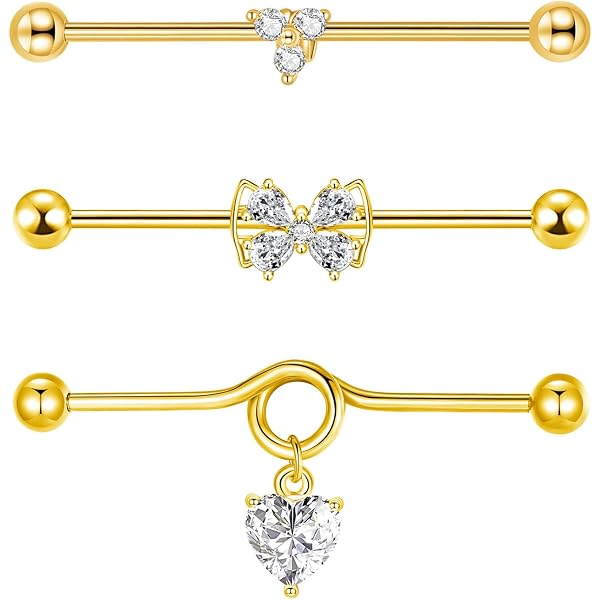 Lot De Piercings Industriels En Acier Chirurgical - 14G/16G - Pour Cartilage Et Hélix