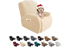 ‎FIGOOO FIGOOO Stretchhusse für Relaxsessel 4-Teilig Stretch Sesselbezug Relaxsessel mit Seitentasche Sesselschoner für Relaxsessel Elastisch Waschbar Sesselbezug Bezug für Husse Relaxsessel,Beige
