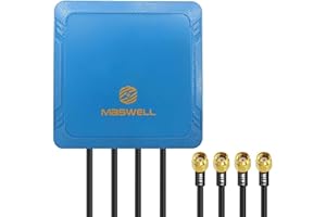 Maswell 4X4 MIMO WiFi Antenna Outdoor - Omni 2100-7200MHz, Up to 3 dBi for WiFi 7, WiFi 6E, Bluetooth, WiMAX and Zigbee - Screw and Adhesive Mount - RP-SMA Male Connector, Waterproof
