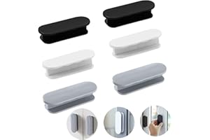 DHSWNNG Balkontürgriff 6 Stück Schubladengriffe Türknauf Türgriff Selbstklebende Türgriffe Kunststoff Möbelgriff Glastür Fenstergriff (Schwarz Weiß Grau)