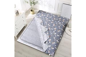 GESEILAY Japanische Bodenmatratzenbezug Futon Matratzenschoner Baumwolle Tatami Matte Matratzenauflage mit Reißverschluss Matratzenschutz für Japanische Futon-Matratze (Blumen Grau, 100x200cm)