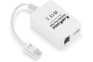 KamKorda Micro Filter Connection Adapter | Adsl Filter | Phone to Ethernet Adapter | Microfilter RJ11 adapter for BT Cable Sky PlusNet TalkTalk Vodafone and more | White