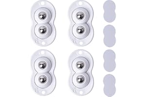 Zsanhua Self Adhesive Castor Wheels 4 Pack Swivel Mini Castor Wheels Sturdy Silent Smooth Stick On Castors Universal Pulley Rollers for Small Furniture Trash Can Storage Box (White)