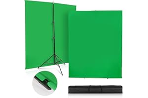 SEDGEWIN Greenscreen mit Ständer 1,5 x 2 m, Upgraded Fotografie Hintergrund Ständer mit Chromakey Fotohintergrund für YouTube Video Fotostudio Streaming Gaming TikTok