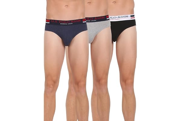 U.S. Polo Assn. Mens Elasticized Waist Pure Cotton I006 Briefs - Pack of 3
