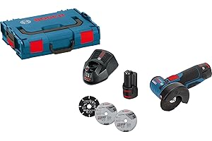 Bosch Professional Smerigliatrice Angolare GWS 12 V 76 System (2 x 3.0 Ah, Batteria 12 V, bohrungs Ø 10 mm, in L-Boxx)