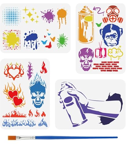 FINGERINSPIRE 9 stuks komische tekst schilderij stencil met