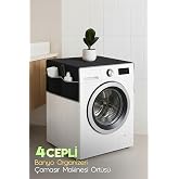 Palm Design &Ccedil;amaşır Makinesi Koruyucu &Ouml;rt&uuml; 4 Cepli Banyo D&uuml;zenleyici Organizer Su Ge&ccedil;irmez &Ouml;rt&uuml; (Siyah)