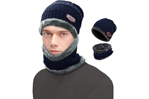 DONGSZQ Hiver Tricotés Ensemble Bonnet Écharpe 2 en 1, Bonnet Écharpe,Bonnet Tricoté Écharpe,Bonnet Echarpe tricoté Chaud Cache Cou pour Hommes Femmes