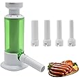 Aleker Sausage Maker, Manual Sausage Stuffer, Detachable Sausage Maker Machine, Household Meat Stuffing Filler, Sausage Roll Maker with 4 Option Size Filling Nozzles for Kitchen