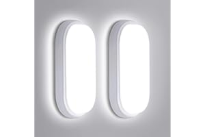 ‎IEGLED IEGLED 2 er 18W Kellerlampe LED Feuchtraumleuchte，IP65 Wandleuchte LED Wasserdicht，Neturalweiß 4000K Deckenleuchte，Weiß Wandlampe Deckenlampe Ovalleuchte für Flur Keller Garten Badzimmer Außenwand