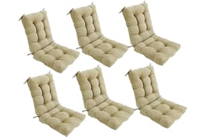 REINO MANSIDI Cojin con Respaldo para Sillas 90 x 45x 10 cm. Conjunto Cojin de Asiento para sillas Interior y Exterior Cómodo. Cojines para sillas Comedor, mecedoras, Bancos terraza (Beige, 6)