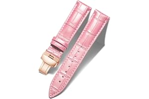 BINLUN Cinturino in vera pelle di vitello ricambio Cinturini in alligatore per Unisex con fibbia azionamento farfalla Argento/Oro/Oro Rosa 12mm 13mm 14mm 16mm 17mm 18mm 19mm 20mm 21mm 22mm 23mm 24mm