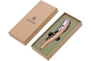 ‎LAGUIOLE LAGUIOLE - Einfacher Hebel-Sommelier - Griff aus Olivenholz - Edelstahl matt gebürstet - Messer mit Korkenzieher-, Kapselschneider- und Flaschenöffnerfunktion - Bedienungskomfort - Geschenkbox