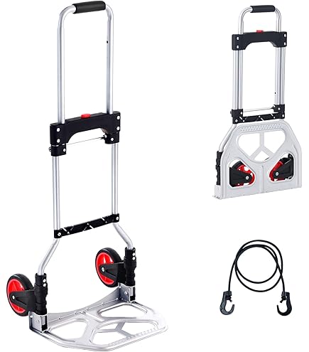 DURHAND Carrello Portapacchi Pieghevole in Alluminio e Acciaio con Maniglia Telescopica e 2