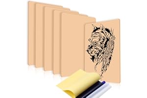 CHSEEO Piel para Practicar Tatuajes, 6 Piezas Doble Cara de Piel Falsa 11,7x8,3x0,7pulgadas y 10 Piezas Papel de Transferencia para Plantillas de Tatuajes, para Principiantes Tatuadores Experimentados