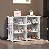 Kuber Industries Shoes Cabinet |2 Column 3-Tier Foldable Shoe Rack Organizer for Closet | Plastic Shoe Shelf Collapsible Shoe