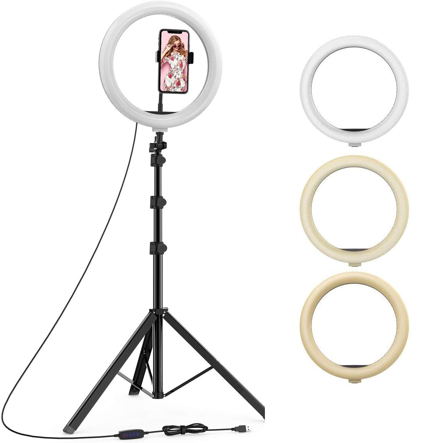 GIXON 18 inch Ring Light with Stand 7 Feet & Flexible Phone Holder Beam Electronics Desktop LED Camera Ringlight for TIK Tok YouTube Video Photo Live Stream