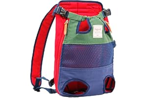 Tineer Zaino per Animali Domestici,Regolabile Dog Front Legs out Carrier Backpack Il Sacchetto di Mano Libero Viaggi,Easy-Fit per 5-12KG Piccole Medie Gatti Cani attività all'aperto (Verde Blu)