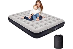 Kitxedas Air Bed Double with Built in Pump, Inflatable with JUST One-click, Electric Mattress Self Guest Bed for Camping/Home, 198x152x25cm