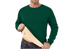 COUAWATICY Men's Sweatshirts Warm Fleece Jumpers Sherpa Lined Pullover Sweater Classic Cotton Winter Sweatshirt