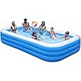 OUTO 8.5 Feet Rectangular Inflatable Pool Full-Sized Swimming Bathtub for Family, Kids, Adults Outdoor, Garden, Summer Party, Blue (Pump Not Included)