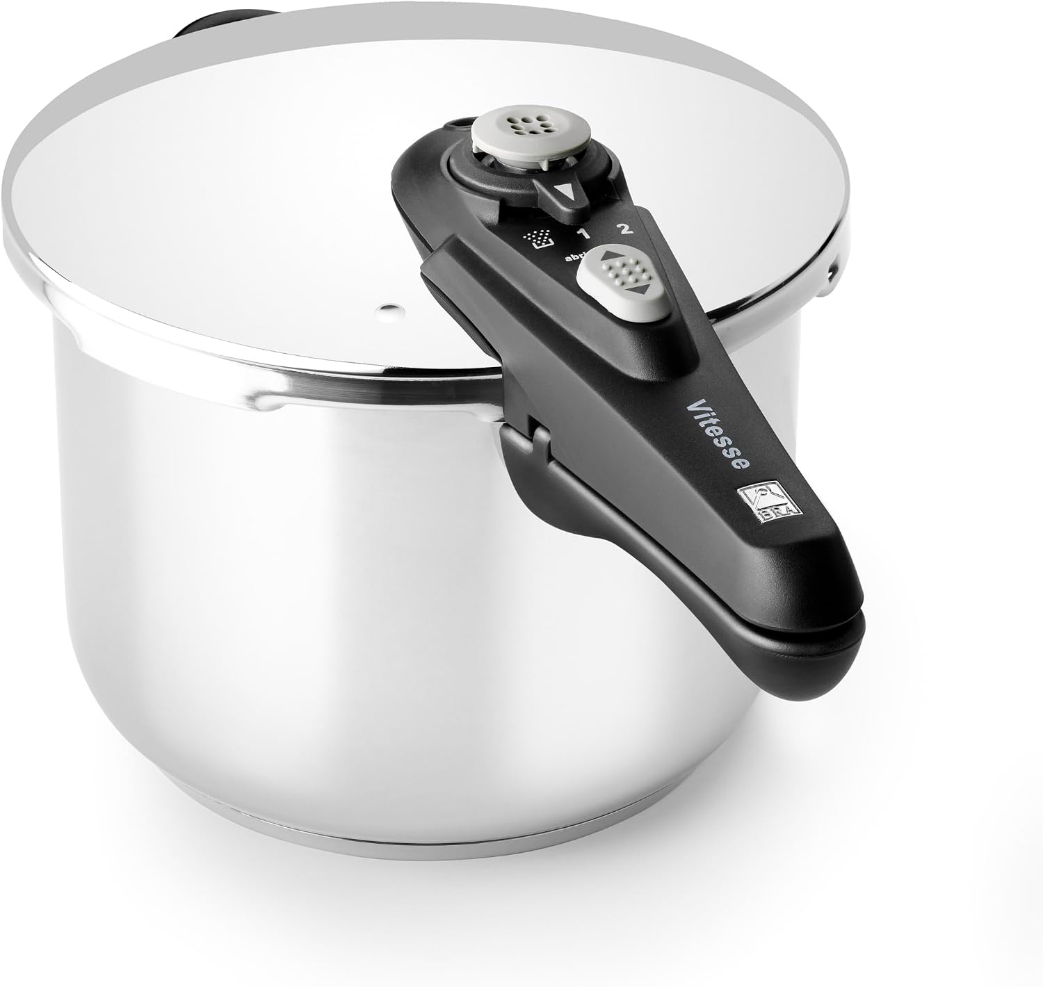 BRA Vitesse Olla Express de 6 Litros, Fabricada en Acero Inoxidable 18/10, Con 2 Programas de Cocción y Sistema de Bloqueo de Apertura, Aptas para Todo Tipo de Cocinas
