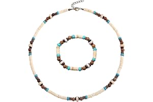 HESUSUSI Collana Uomo Estiva Mare Con Perline Di Legno Da Surfista Perline Conchiglia Collana Surf Con Perle Di Cocco Fatti a Mano Per Uomini Gioielleria Da Spiaggia