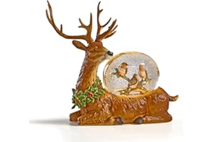 The Christmas Workshop Light-Up Snow Globe/Festive Design with Swirling Glitter and Warm White LED Glow/Battery or Mains Powered (Reindeer)