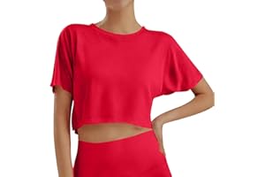 VUNCIO Tee Shirt Fille Manche Courte Col Rond a la Mode Crop Top Ado Fille été Fluide Ample Legere Mignon Confortable Casual Jogging Vacances Haut Blouse 10-16 Ans