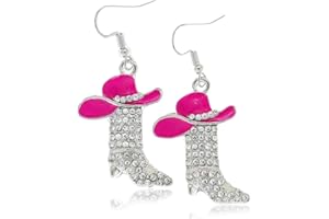 IMINI Cute Western Boots Cowgirl Cowboy Rhinestones Dangle Drop Earrings for Women Girls Dainty Boho Enamel Hat Boot Hypoallergenic Lightweight Dangling Fashion Y2K Jewelry Gift Party Christmas