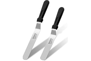 Anaeat Glasurspatel, Set mit 2 professionellen, abgewinkelten, versetzten Kuchenspateln mit 15 cm, 20 cm Edelstahlklingen – verdicktes Zuckergussmesser zum Dekorieren von Kuchen, Gebäck und Backen