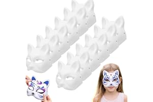 KEKECHAORAN 12 masek dla kota do malowania, niemalowane, na Halloween, karnawał, imprezę, cosplay