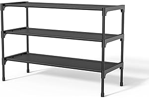 LEIVESTE Scarpiera a 3 Ripiani, Portascarpe Salvaspazio Impilabile per 12 Paia di Scarpe, Organizer per Ingresso, Corridoio, Camera da Letto