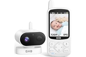 GHB Baby Monitor with Camera and Night Vision, 2.8'' 720P HD Video Baby Monitor, 2000mAh, IPS Screen, VOX Mode, 2-Way Audio, Temperature Alert, 8 Lullabies