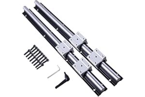 BEVDICNC Linearschiene SBR16 1000mm 2 Stück Schwarz Linearführung mit 4 Stück SBR16UU 16mm Lagerblöcken Rostfreie Linearlagerschiene mit vorgebohrten Löchern für DIY 3D-Drucker und CNC-Maschinen
