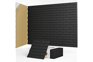 JBER Akustikpaneele, selbstklebend, Ziegelstein-Schallschutzplatten, hochdichte Akustikwandpaneele für Aufnahmestudios, Spielzimmer, Zuhause, Büro, 30 x 30 x 1 cm, Schwarz, 12 Stück