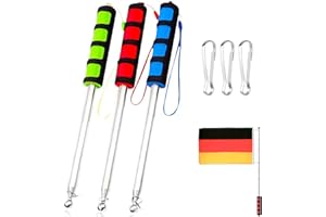LYSHOOCE 3 postes telescópicos de acero inoxidable para bandera, 2 m, portátil, ideal para viajes, guías, enseñanza, camping (rojo, verde, azul)