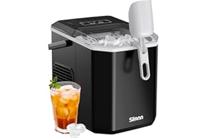 Silonn Eiswürfelmaschine, Kleine Eiswürfel Maschine mit Tragegriff, Selbstreinigende Eiswürfelmaschine mit Korb und Schaufel, 9 Würfel in 6 Minuten, 12 KG pro Tag, ideal für Haus, Küche, Camping, RV