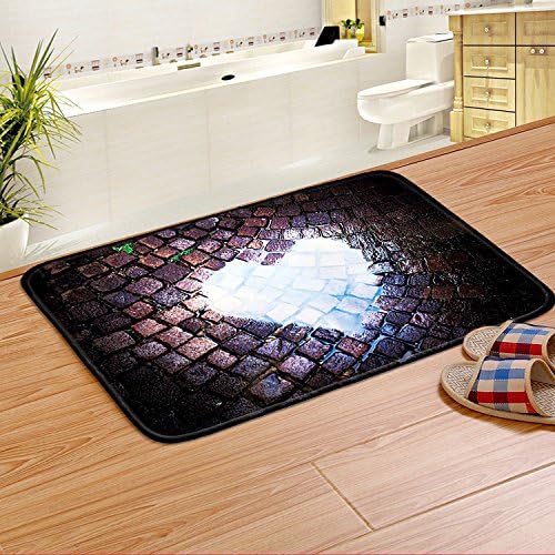Door mat entrance door mat Hall bedroom bed satin anti-slip pad thick absorbent pads toilet floor mat 40 × 60 CM feet (bathroom doorway health, dark green heart-shaped stone road