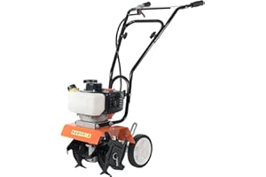 PARKERBRAND.COM 52cc Petrol Garden Tiller, Cultivator, Rotavator and Rototiller | 2-Stroke 6500 RPM