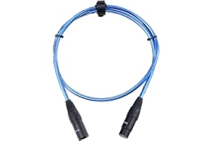 Pronomic XFXM-Blue-1 kabel do mikrofonu (długość 1 m, XLR żeński 3-biegunowy -> XLR male 3-biegunowy, wtyczka ręcznie lutowana, odporny na kwasy i olej, tulejki zaciskowe) metaliczny niebieski