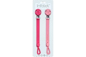Infatot® Silicone Dummy Clips for Baby Boys & Girls - Dummy Clip Pacifier Holder, Soother Chains, Soother Clips, Dummy Straps, Pacifier Clips, Dummy Holder to Keep Pacifiers Clean - Double Pink