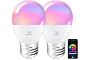 ANTELA Lampadine LED Alexa Inteligente WiFi E27 G45, 4,9W 470LM Dimmerabile RGB & 2700K-6500K Bianco Freddo Caldo, Compatibile con Alexa/Google Home, 2Pezzi