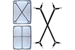 GOODTIMES Premium Bed Sheet Fasteners, 2 Pcs Adjustable Crisscross Fitted Sheet Band Straps Grippers Suspenders Corner Holder Elastic Heavy Duty for All Bedsheets Fitted Sheets Flat Sheets Long Type