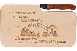 Spruchreif · Brotzeitbrett mit Messer · Brotzeitbrett mit Gravur · Holzbrett mit Messer · Geschenke für Camper · Outdoor Geschenke · Outdoor Frühstück