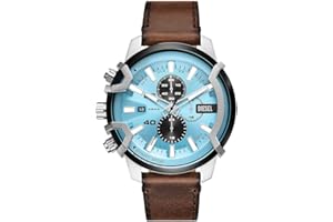 Diesel męski zegarek Griffed, kwarcowy mechanizm chronografu ze skórzanym paskiem