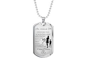AITENME Dog Tag Kette Für Meinen Sohn Von Mama,Schmuck Herren Halskette Geschenke